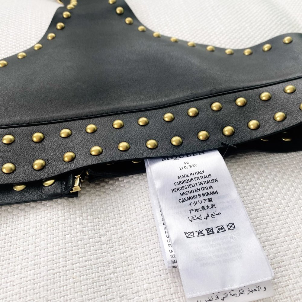 New Alexander McQueen $2395 Gold Studded Lamb Leather Runway Harness Top - Picture 9 of 13